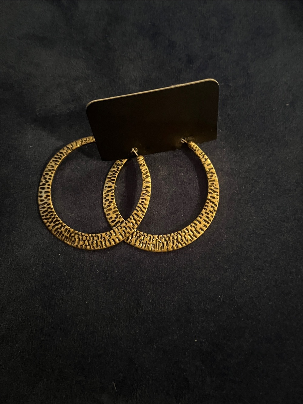 Gold Textured Hoop Earrings - Women Jewelry